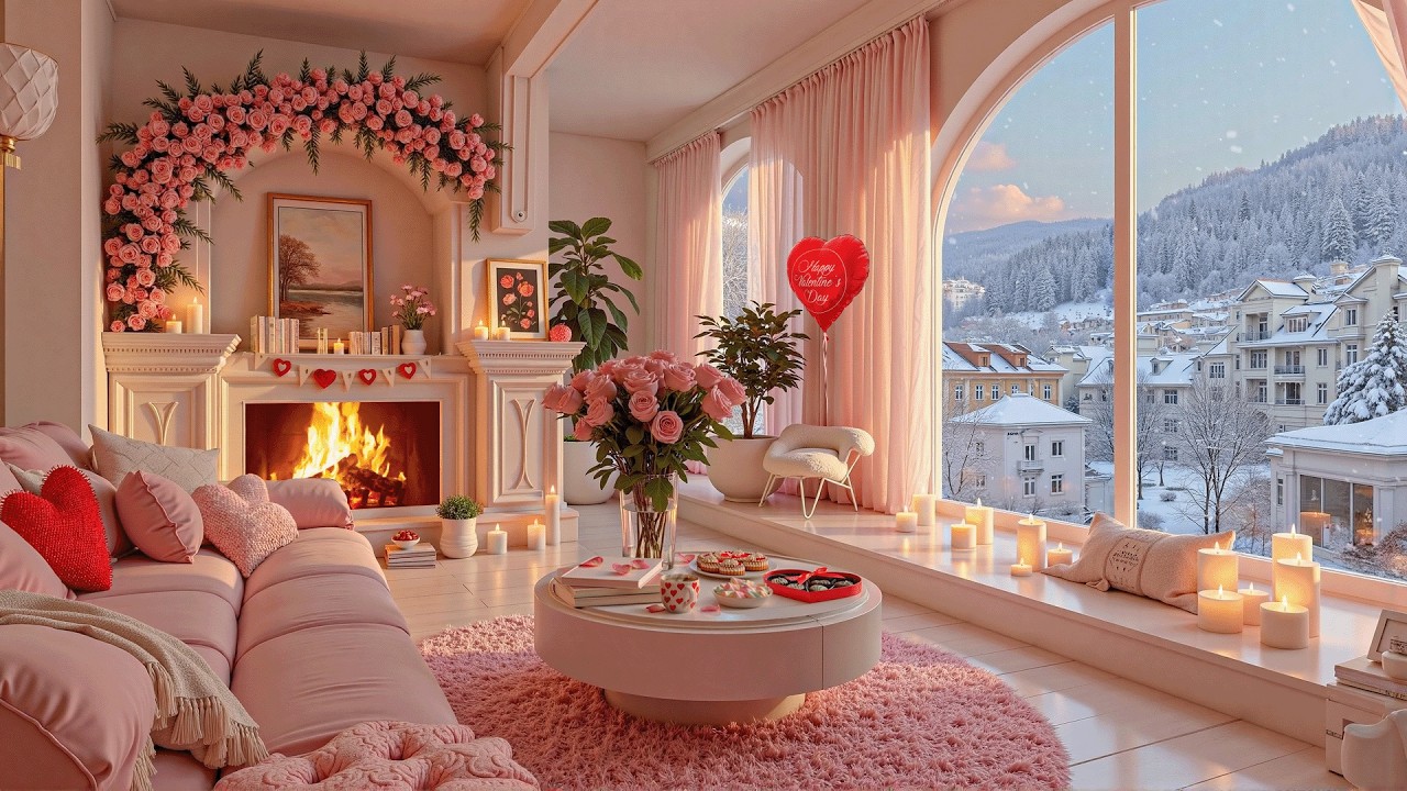 💕 Sweet Valentine Jazz at a Cozy Pink Room ☕️ Soft Romantic Jazz Playlist for Calm Work, Focus