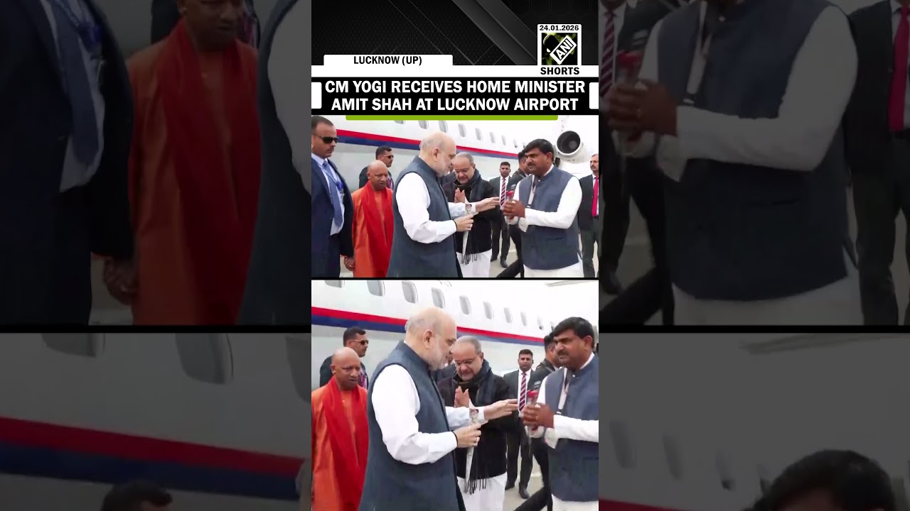 CM Yogi Receives Home Minister Amit Shah at Lucknow Airport for UP Day Celebrations