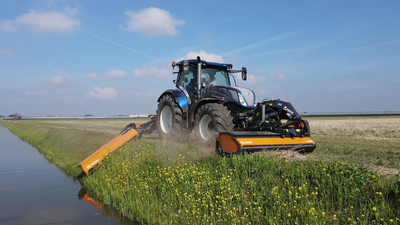 New Holland T6.180 Blue Power in action with Votex R-max 240 and Maximus 200 flail mowers!