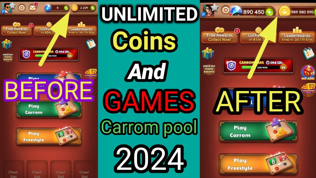 Carrom pool//UNLIMITED  COINS//AND GAMES//😱😱 FREE NEW TRICK//Carrom pool viral video