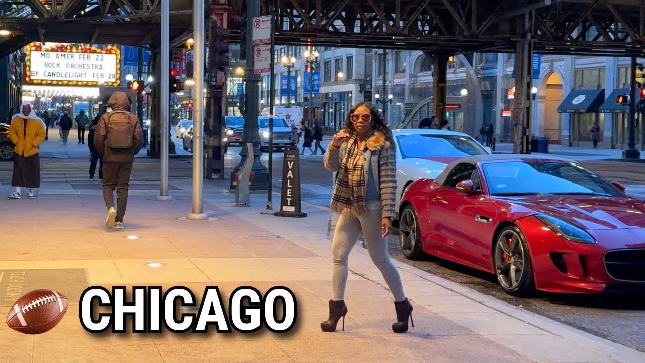 Chicago Super Bowl Day 2025 Walking Tour On Sunday | February 9, 2025 | 4K Video