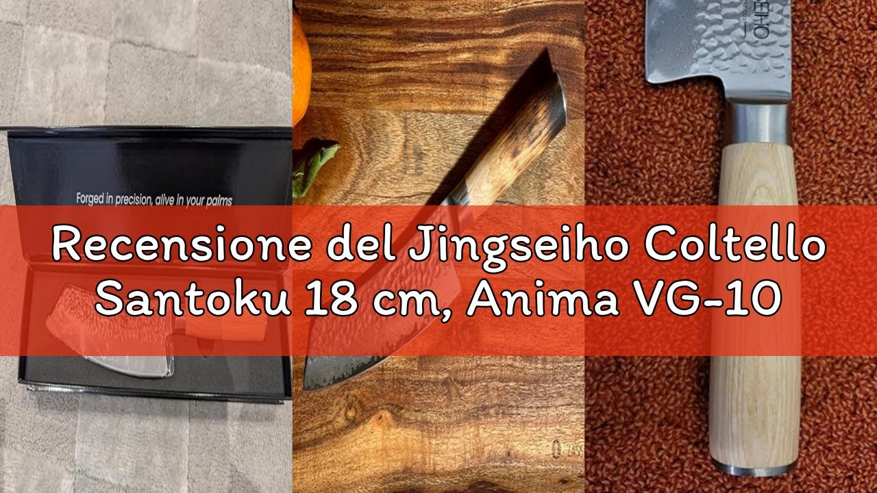 Recensione del Jingseiho Coltello Santoku 18 cm, Anima VG-10 HRC60-62 Acciaio Inossidabile Damasco,