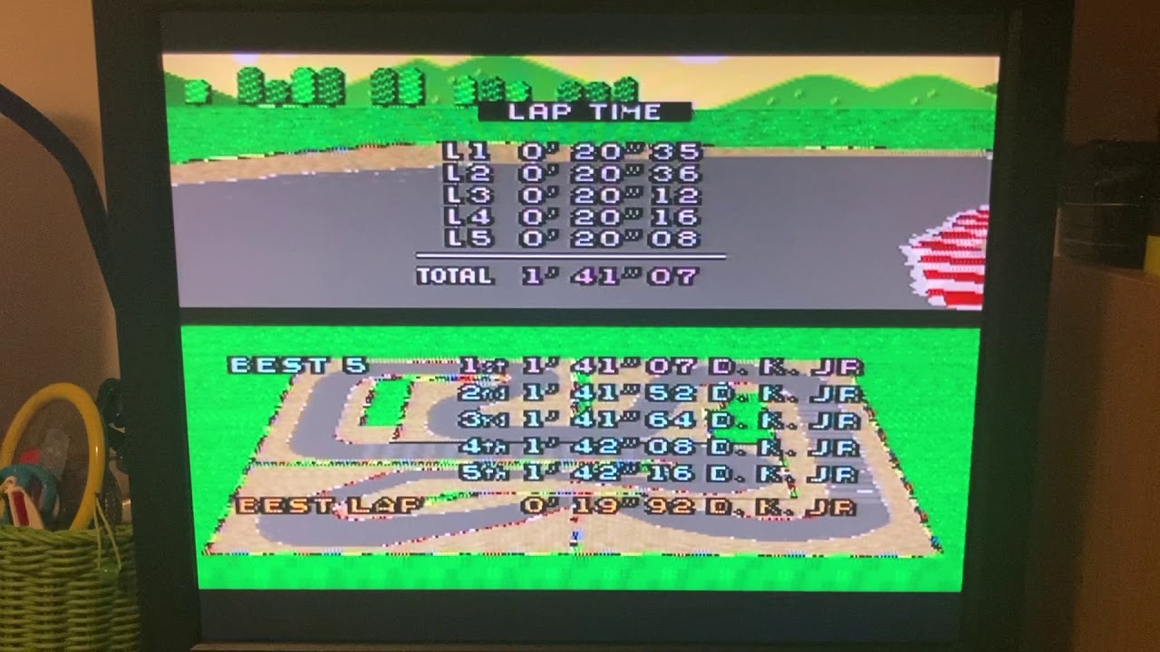 Super Mario Kart - Mario Circuit 4 NBT (1:41:07) 5lap record, PAL version
