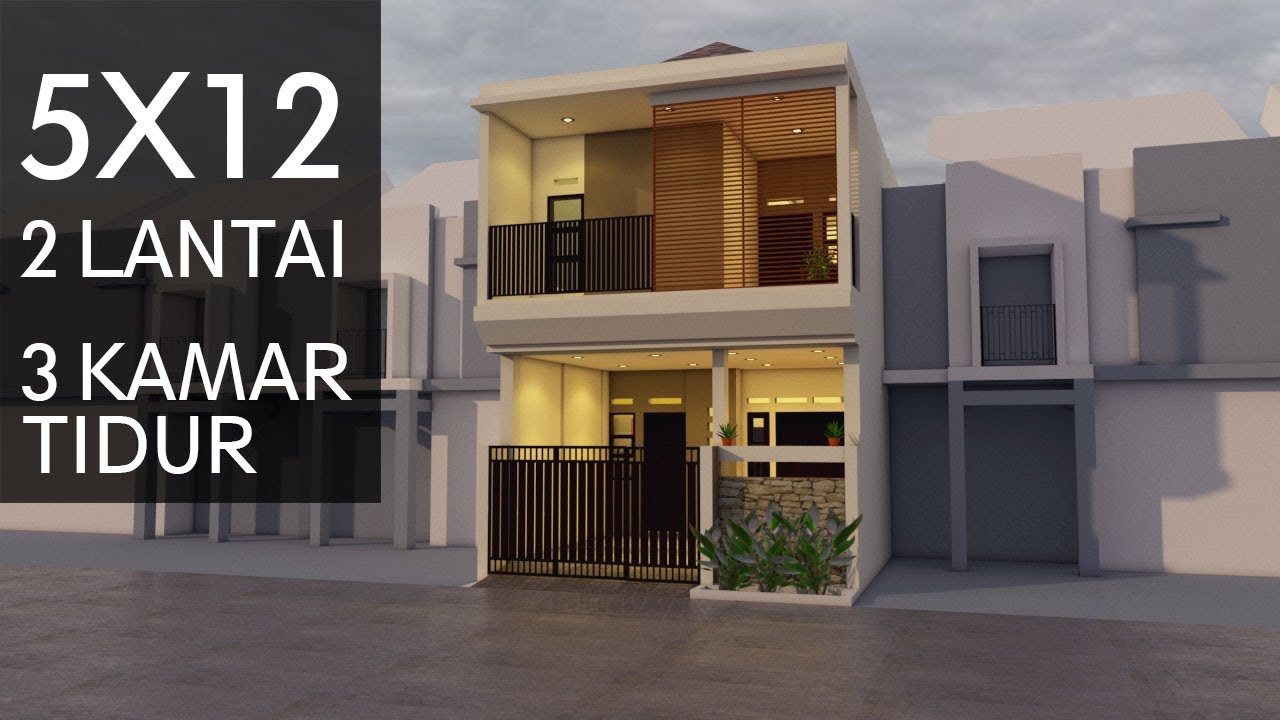 Desain rumah 5x12, 2 lantai