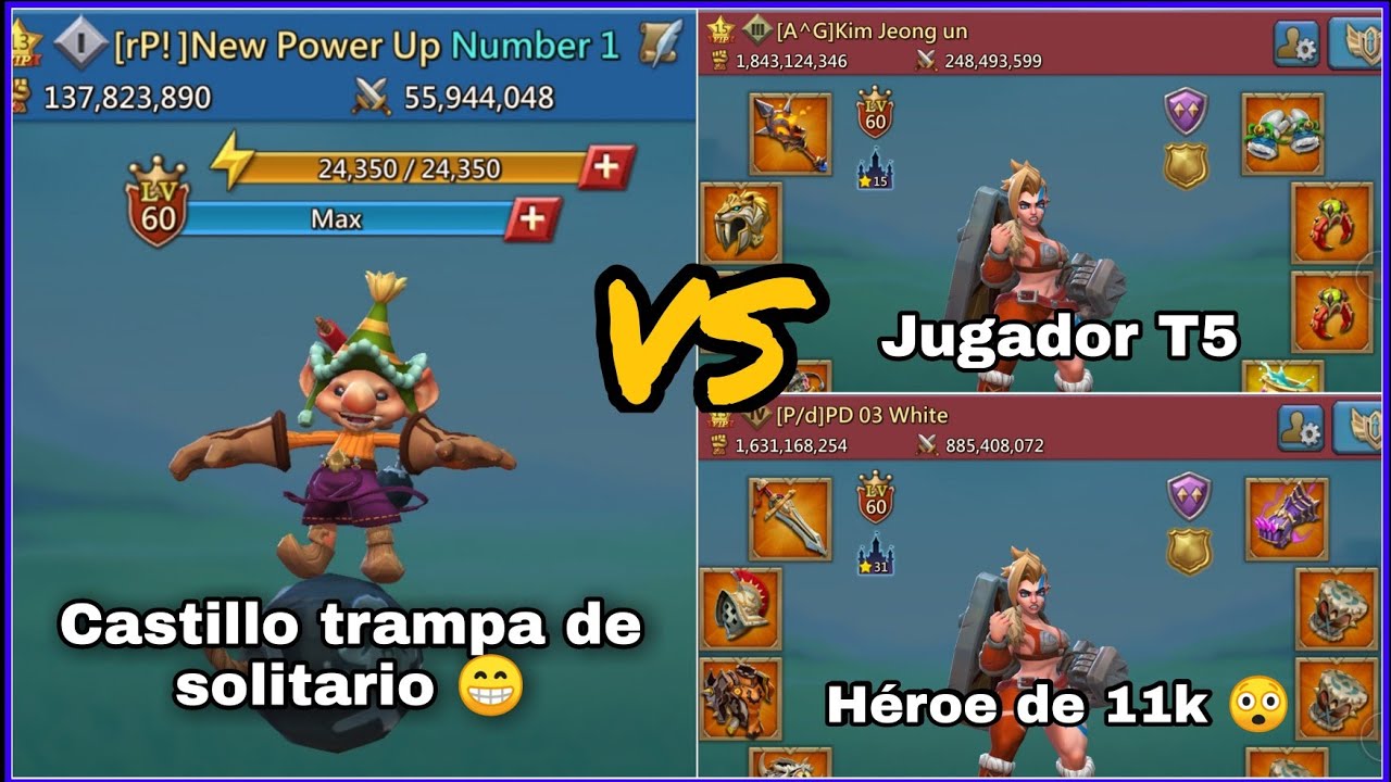 Lords Mobile &ndash; Castillo trampa de solitario vs jugadores con T5 & H&eacute;roe de 11k