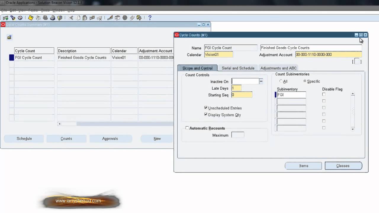 INV Cycle Counting Setup, Oracle Applications Training