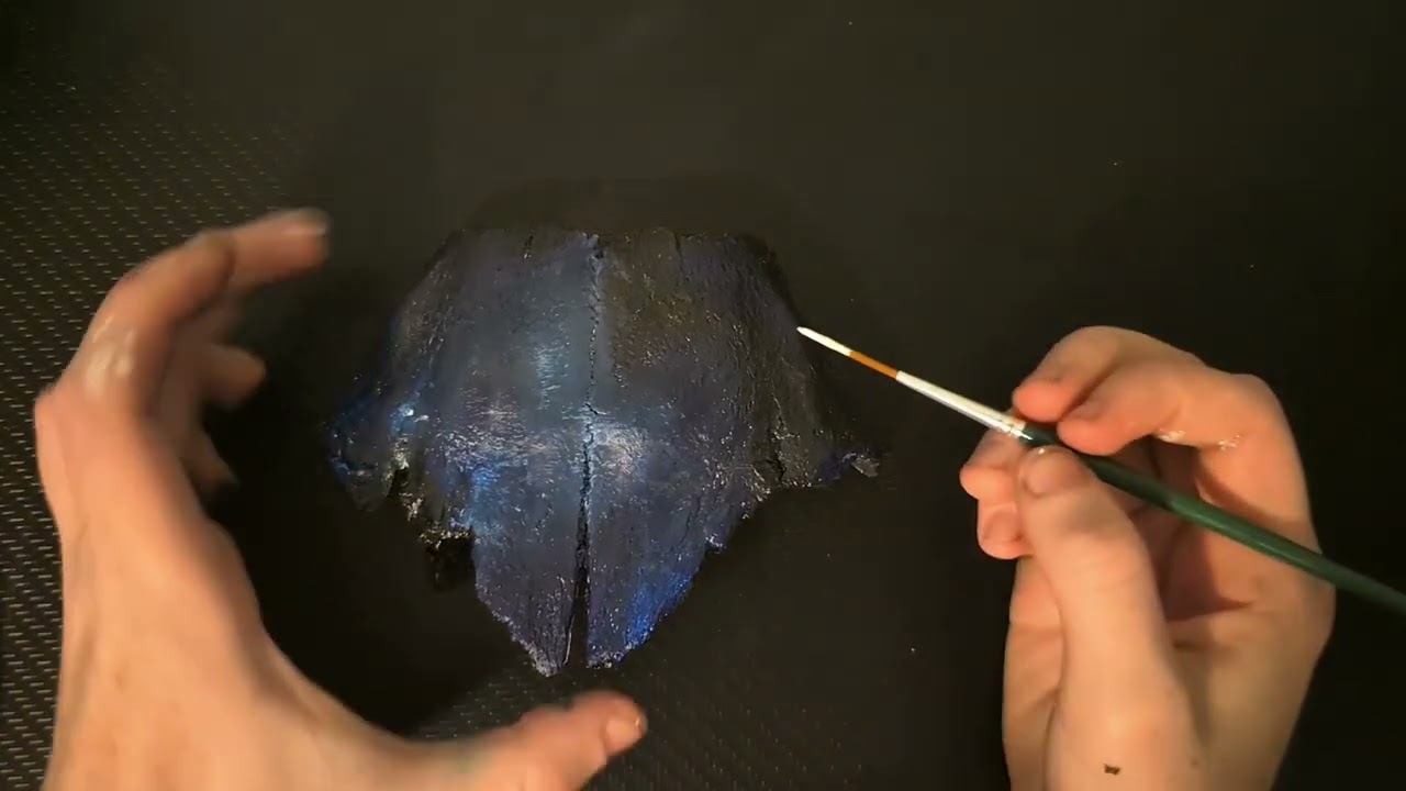 Skull fragment on wood round