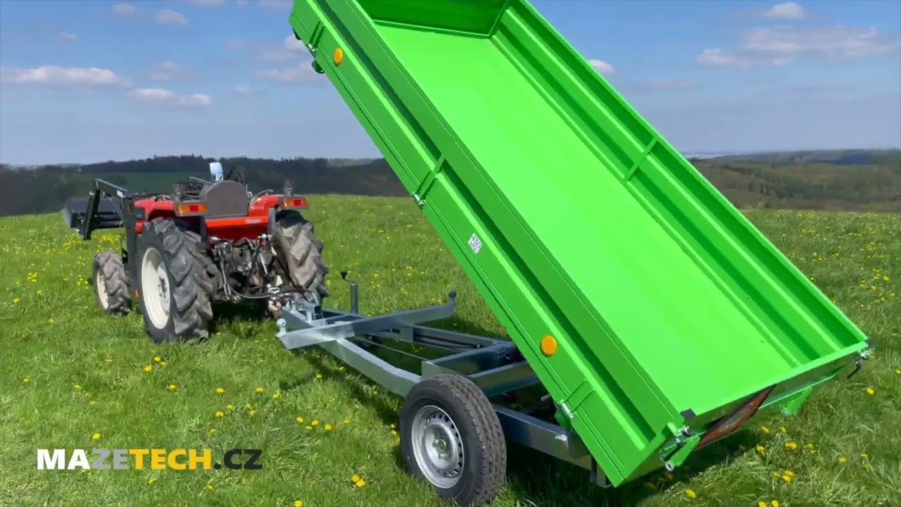 Na prodej - bržděný, hydraulicky sklopný, homologovaný vlek s TP a SPZ za traktor | MAZETECH.CZ