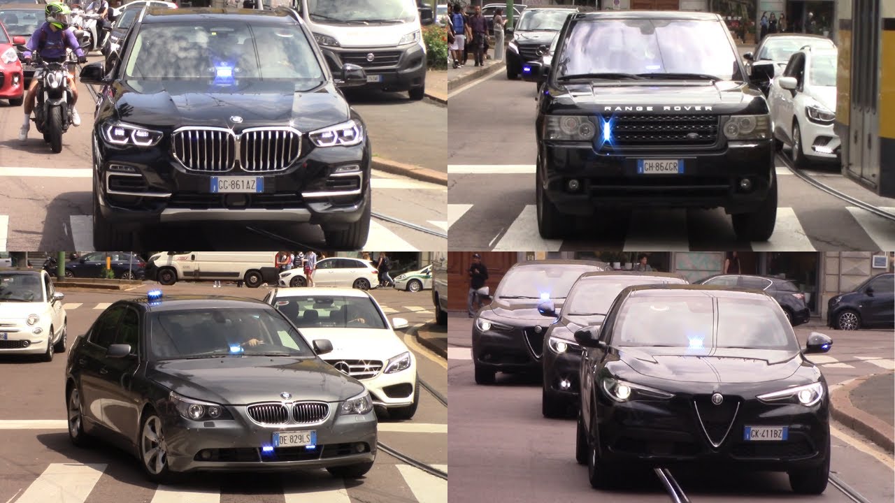 AUTO BLU POLITICI IN SIRENA VERSO PIAZZA DUOMO AI FUNERALI DI SILVIO BERLUSCONI