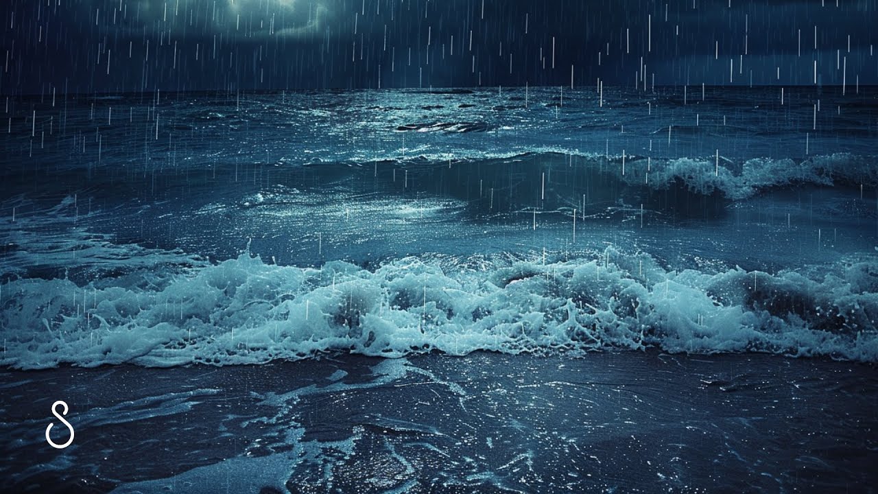 12 Hours Of Calming Ocean Waves, Splashing Rain And Soft Thunder | Black Screen For Deep Sleeping 💤