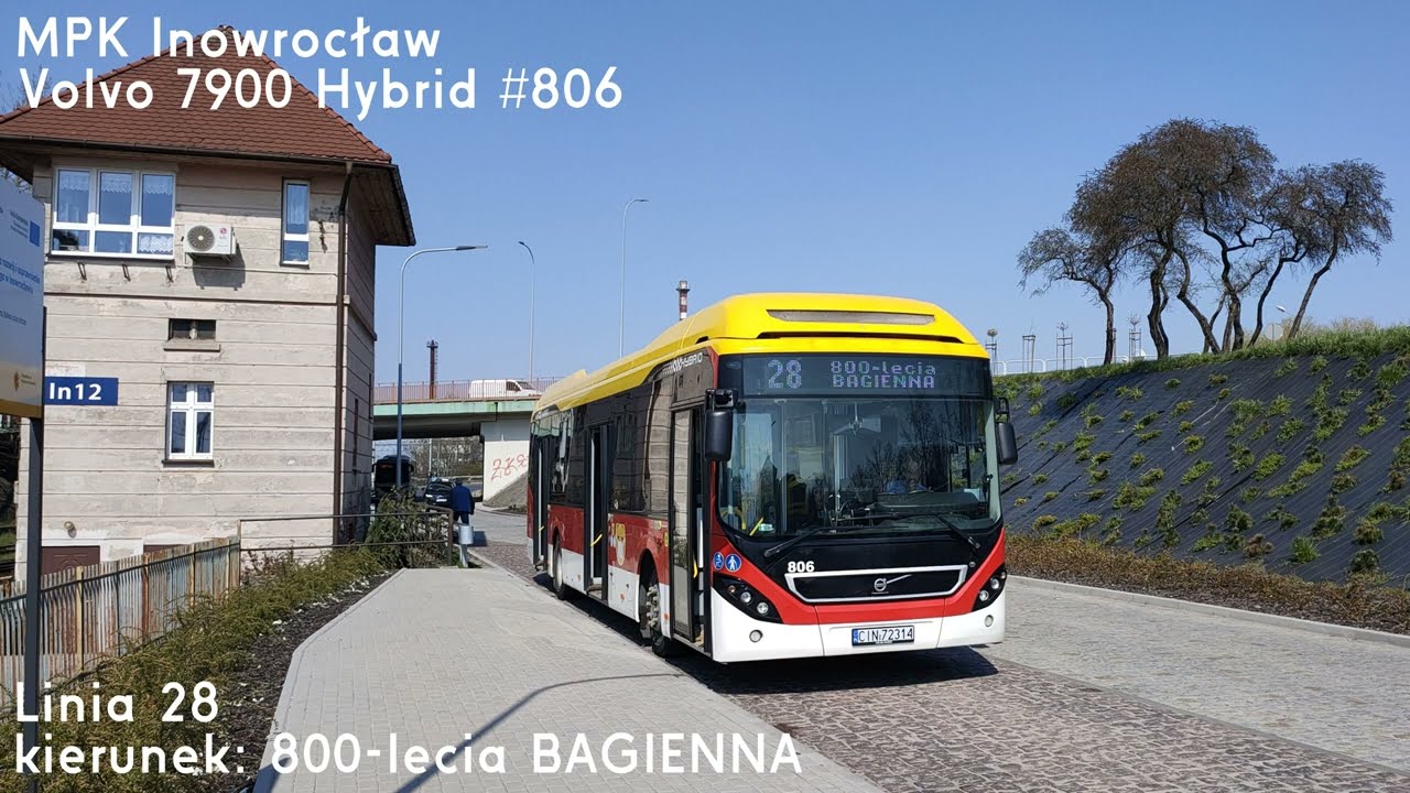 🚌Volvo 7900 Hybrid #806 🔑MPK Inowrocław 📟28➡800-lecia BAGIENNA