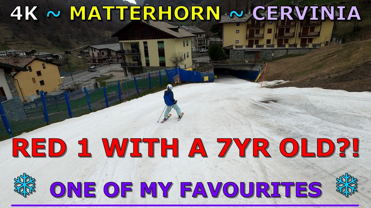 Europe Cervinia Red 1 Skiing ❄️🎿 GoPro 4K POV with 7yr old son | Salette 2245m