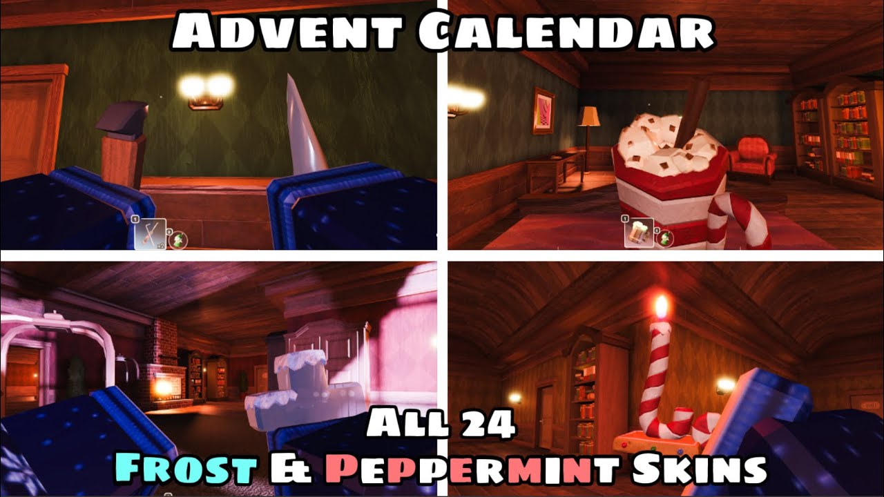 All Frost & Peppermint Skins from the 12 Day Advent Calendar in Roblox Doors
