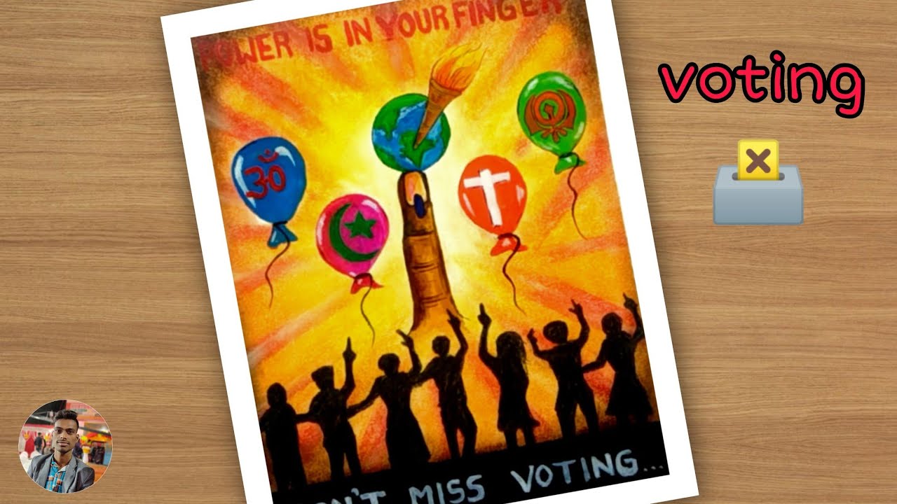 How to draw drawing on voting awareness step by step.