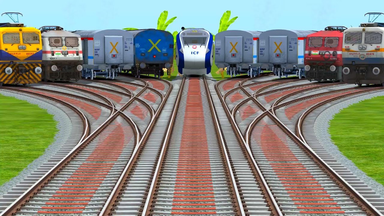 All Trains Run🛂 Back To Back On Bumpy Railroad Tracks | different railroad crossing