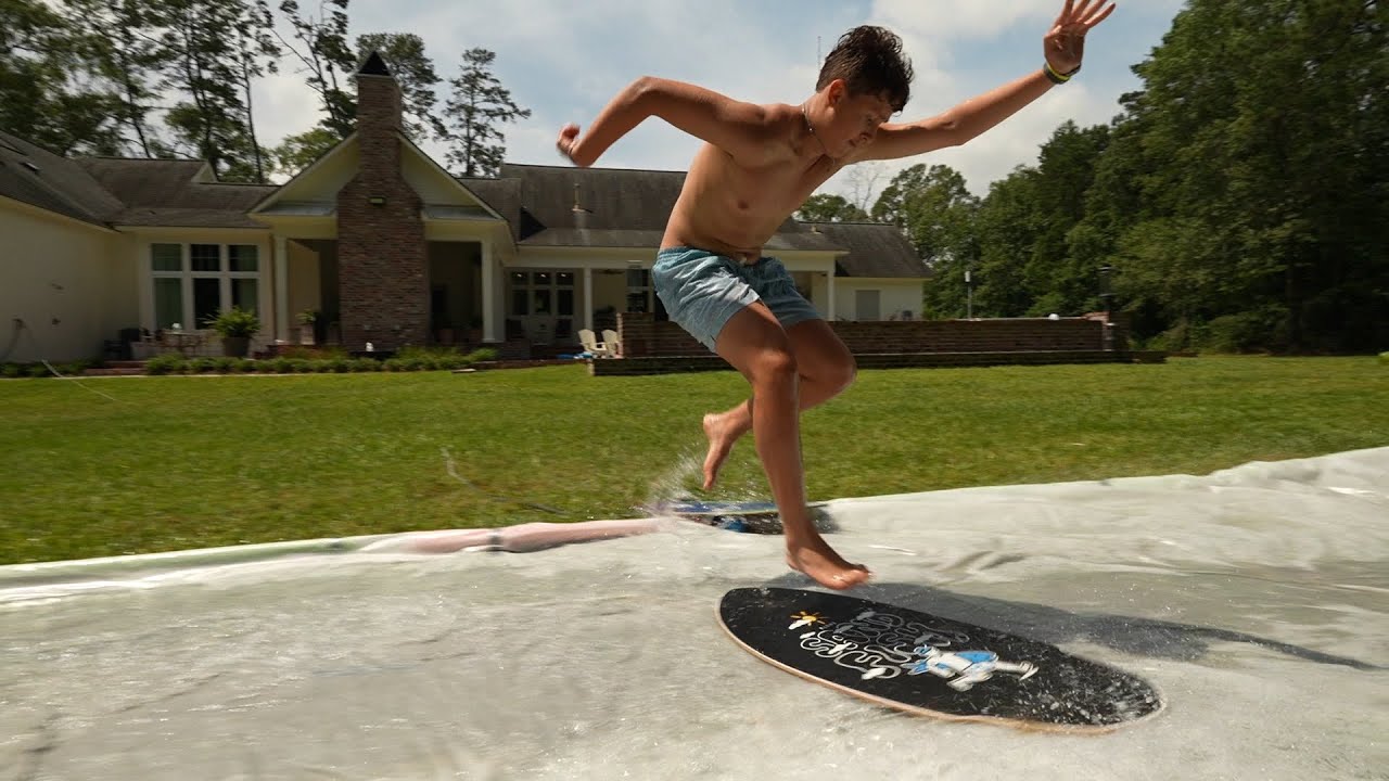 Building a SKIMBOARDING Track in your backyard! - DIY