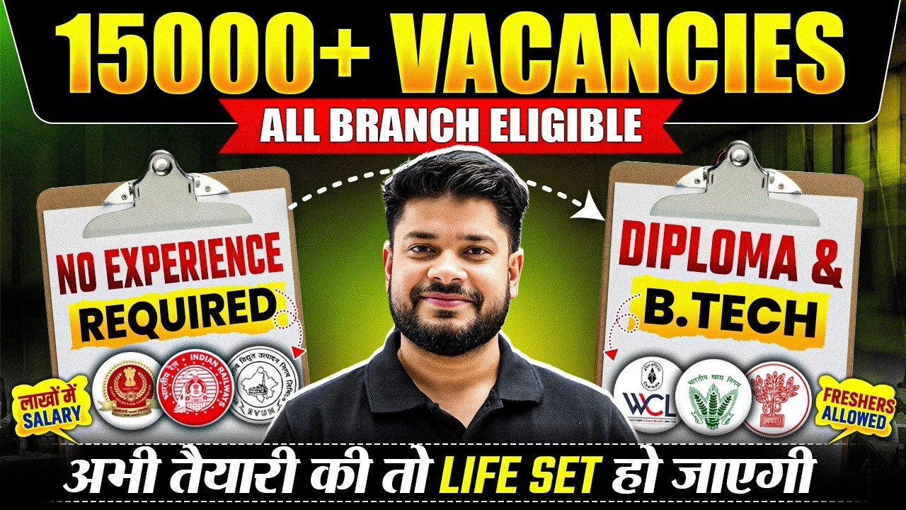 15000+ Vacancies for B.Tech & Diploma Aspirants | Government Job Vacancy 2026 | Testbook AE/JE