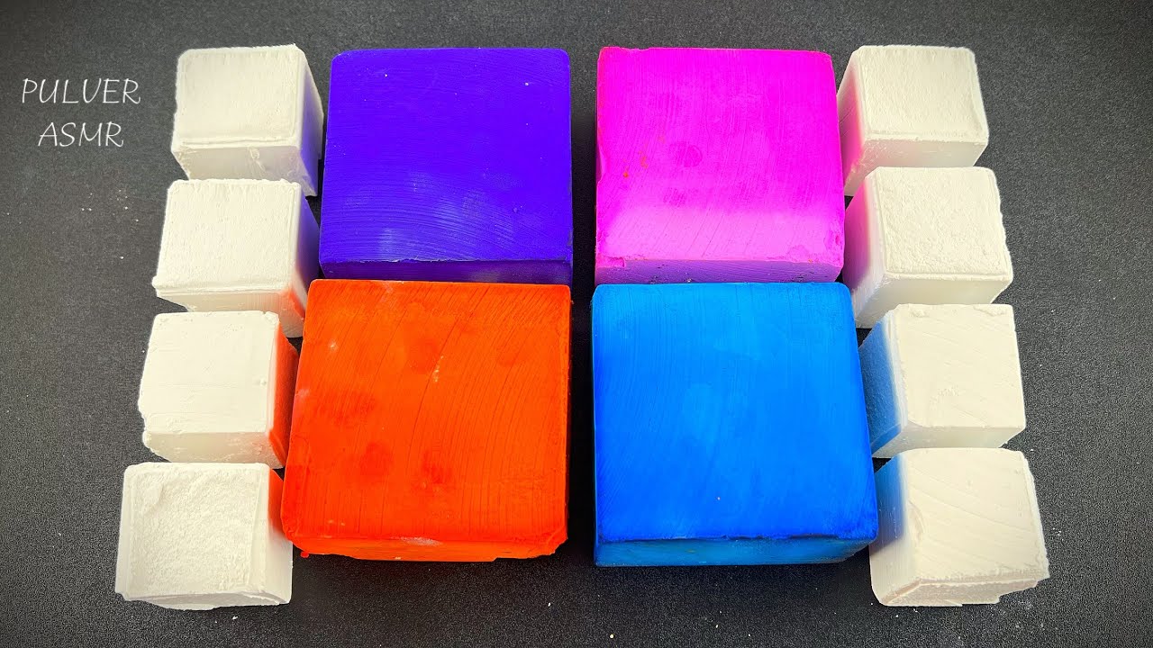 @unplainjaneasmr 's dyed D chalk + glassy EASY GRIP cubes | sleep aid | Oddly satisfying | ASMR