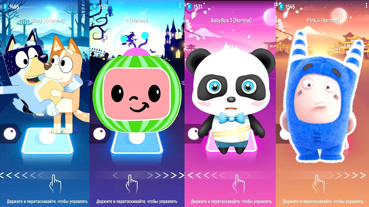 Bluey Vs CoComelon Vs OddBods Vs BabyBus | Tiles Hop EDM Rush🎶🎯 🎶