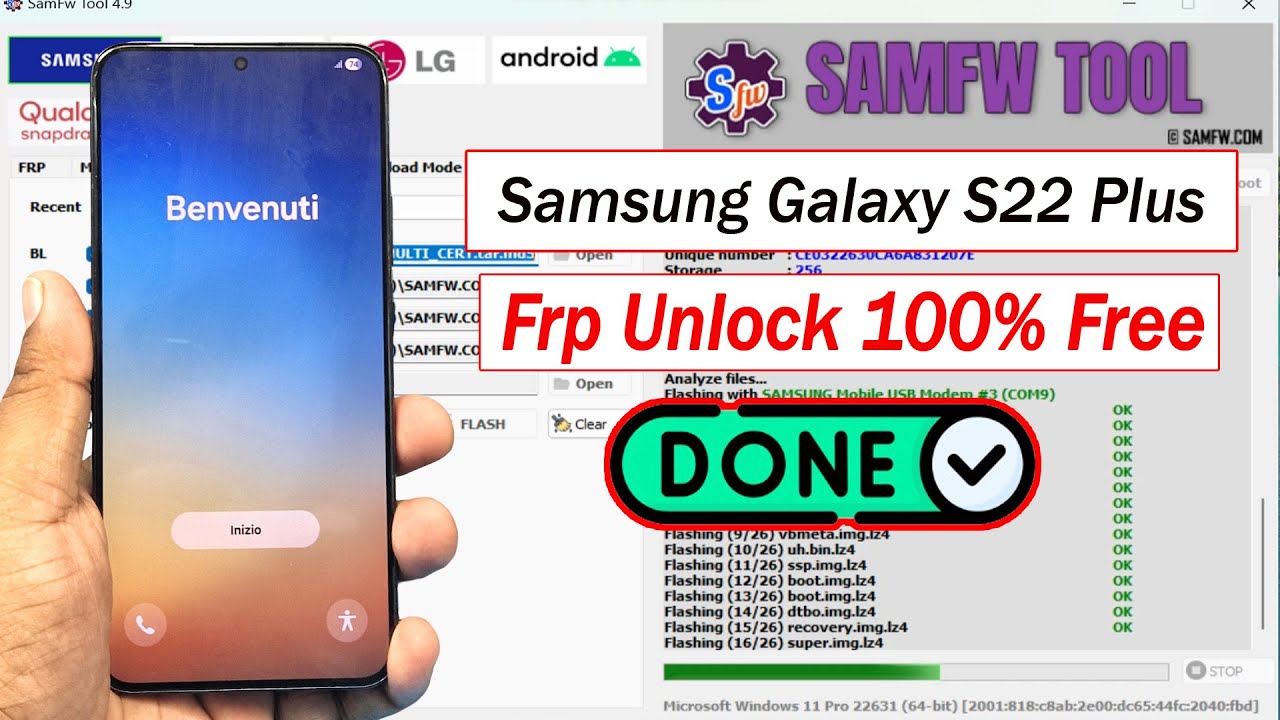 Samsung Galaxy S22 Plus SM S906B Frp Unlock 100% Free Solution