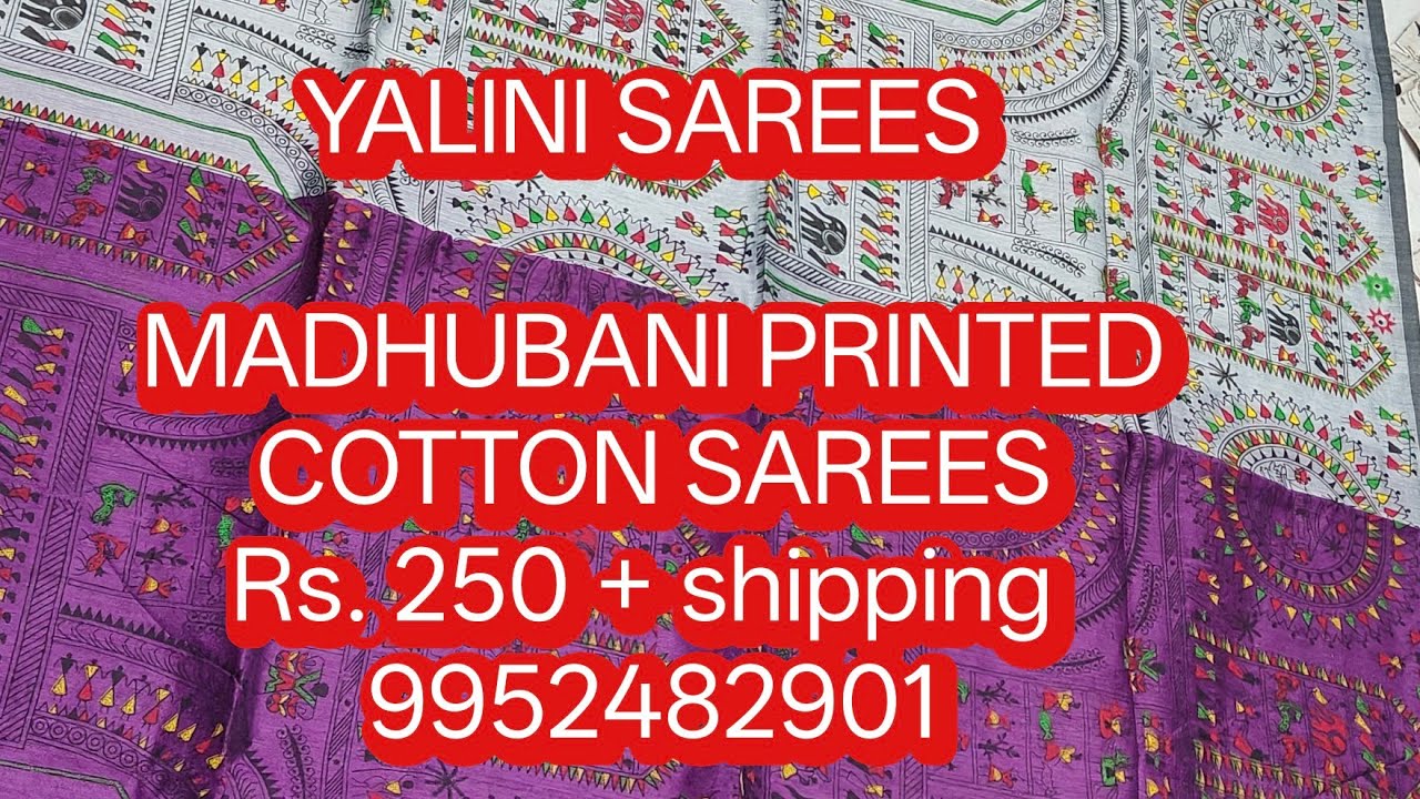 MADHUBANI PAINTED COTTON SAREES - Rs. 250 + shipping - M 9952482901 - #yalinisarees #elampillai