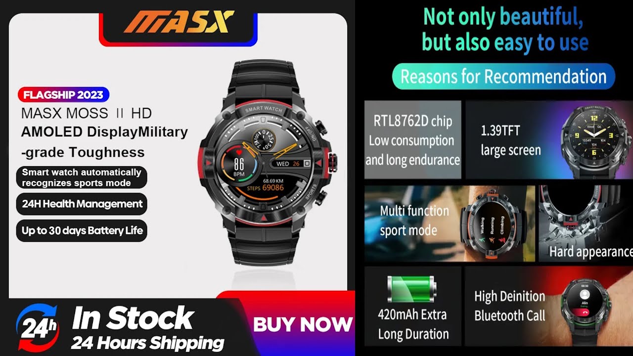 MASX MOSS II (IP68, AMOLED, 420мАч, Realtek 8763E, 466*466, 391 PPI, BLE 5.2) (обзор-мнение)