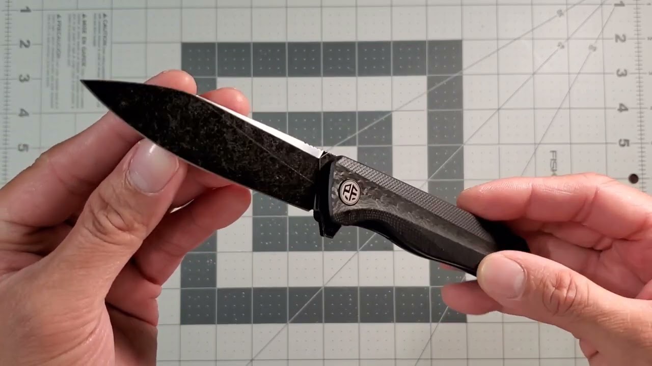 Petrified Fish PF818 D2 steel, CARBON FIBER VERSION, BLACK STONEWASHED