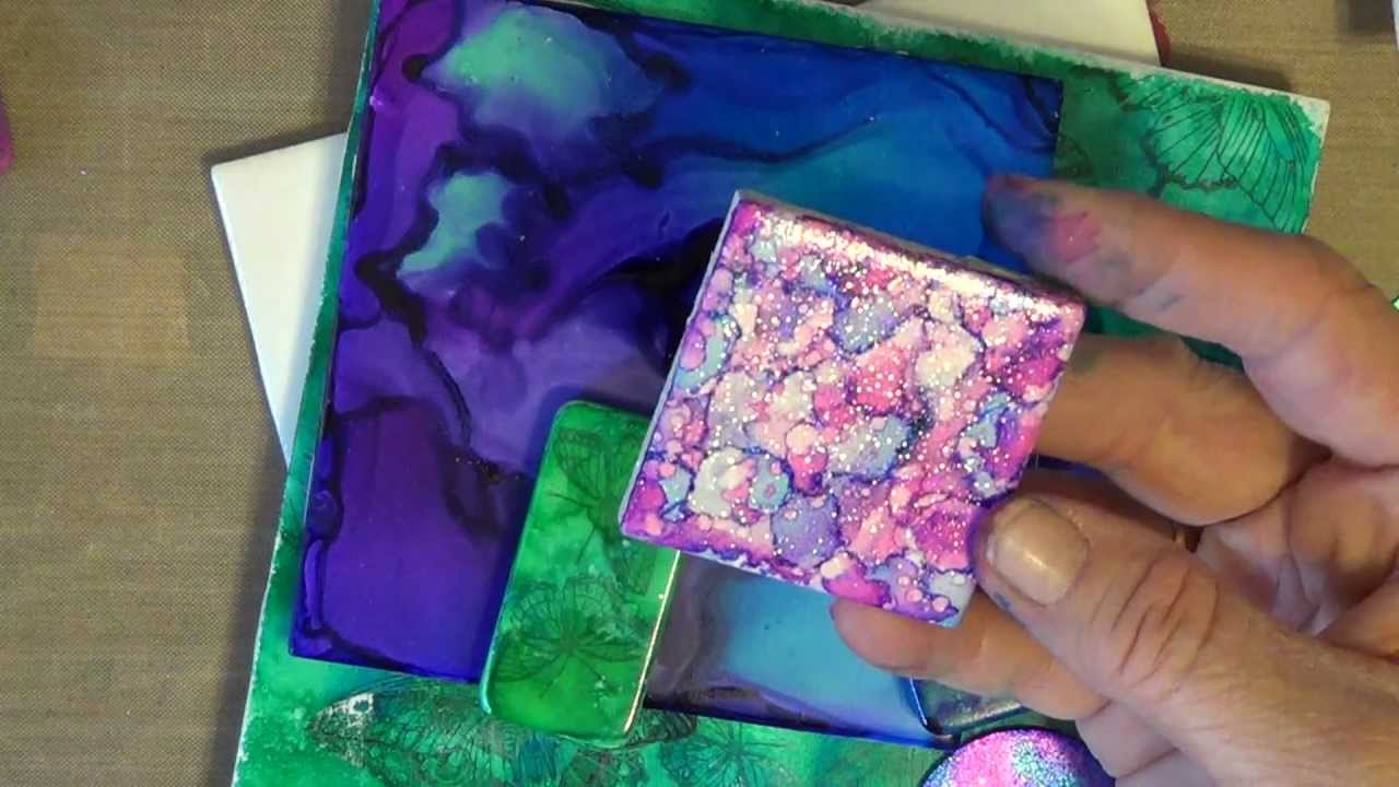 Spectrum Noir Alcohol Ink on tiles and fabric