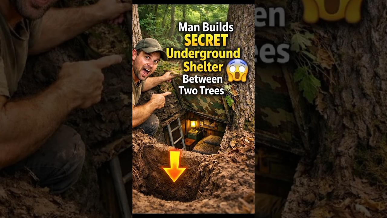 Man Builds SECRET Underground Shelter Between Two Trees 😱 