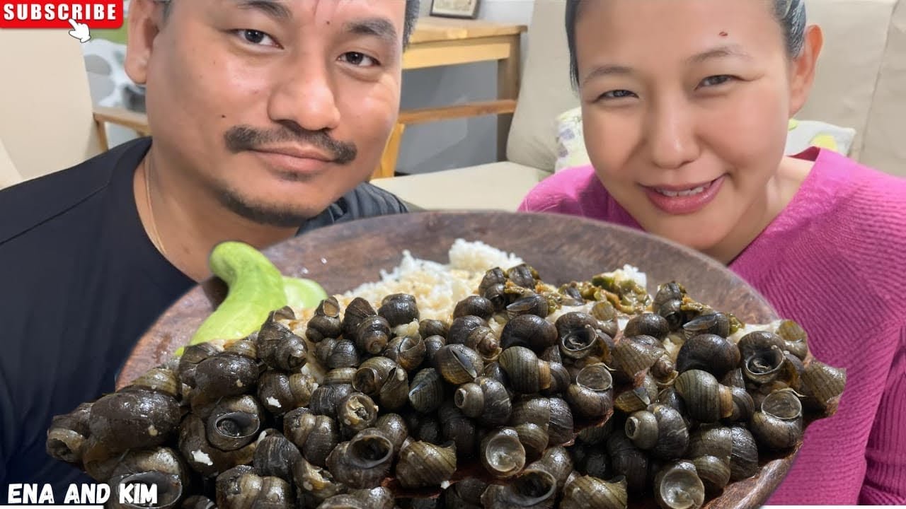 Snail (escargot) from River | delicious snail mukbang | Husband and wife mukbang