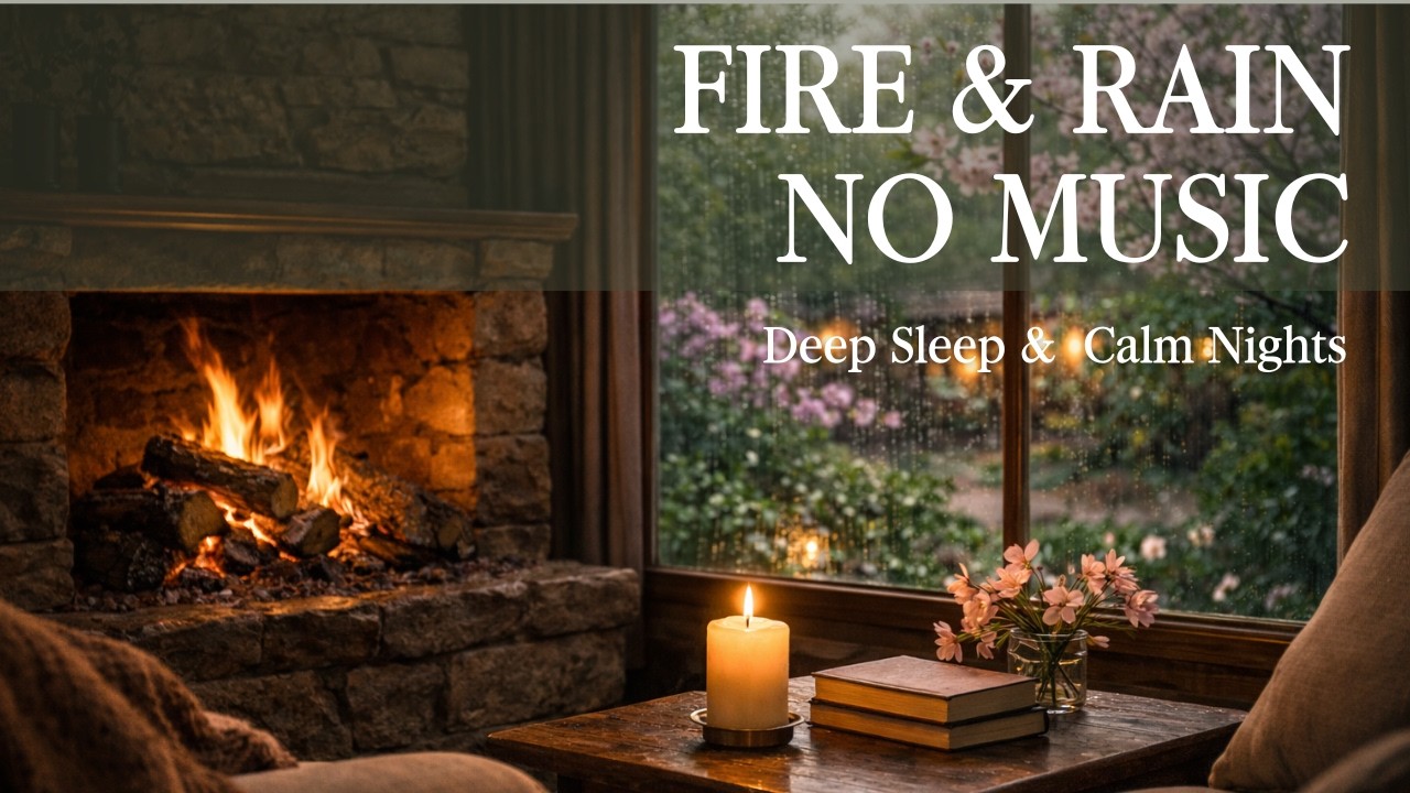 Fireplace and Rain Sounds for Deep Sleep (6 Hours, No Music)