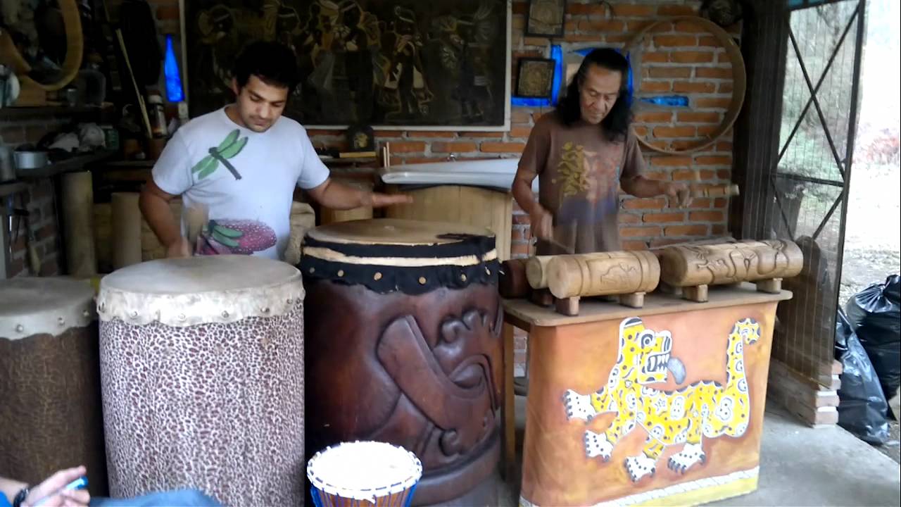AZTEC HUEHUETL & TEPONAZTLE DRUM PERCUSSION  NR. 1     --  www.mexicanartdealing.com