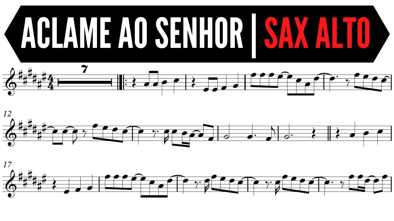 ACLAME AO SENHOR | PARTITURA | SAX ALTO | DIANTE DO TRONO