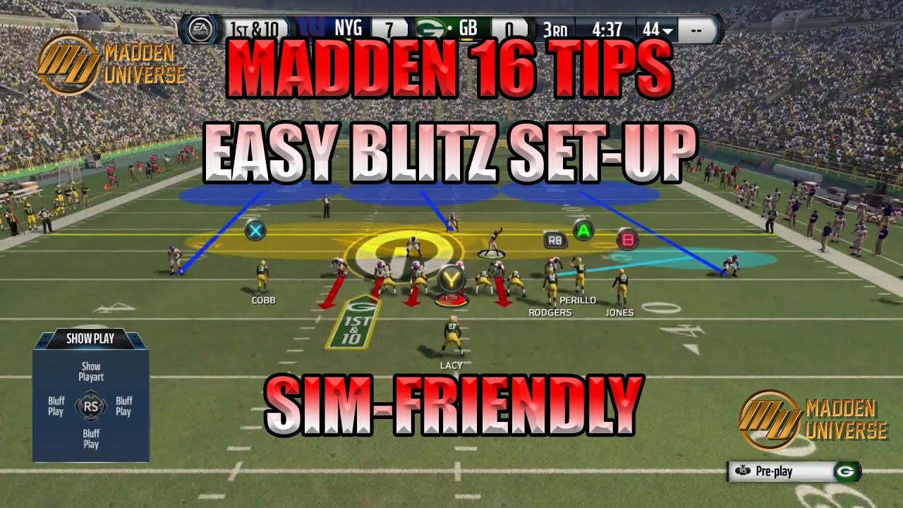 Madden 16 Tips | Easy Blitz Set-Up | 44 Split