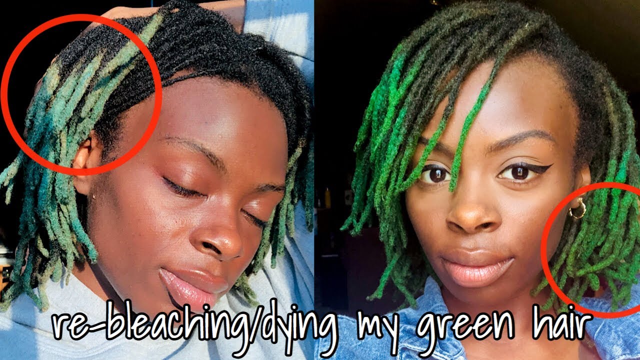BLEACHING & DYING MY LOCS GREEN 💚🤮 ADORE ELECTRIC LIME + CLOVER || Loc Update