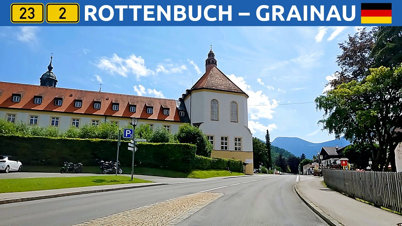 Driving in Bavaria, Germany. A route from Rottenbuch to Grainau via Garmisch-Partenkirchen. 4K