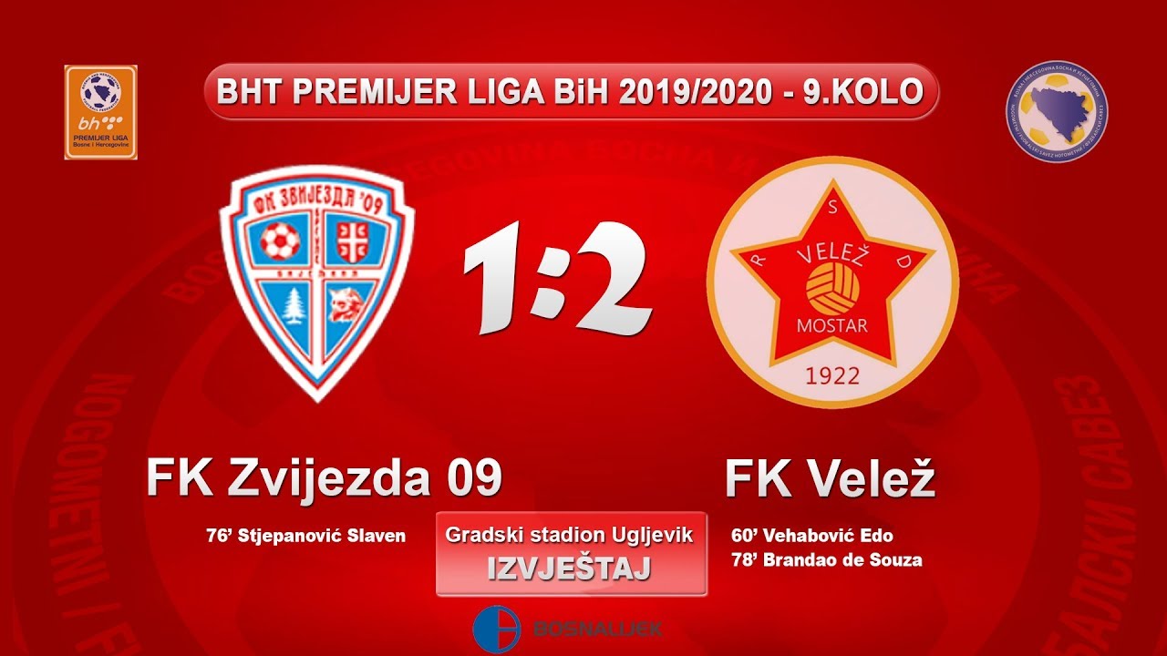 Izvještaj: BHT Premijer liga / 9. kolo / FK Zvijezda 09 - FK Velež  1:2