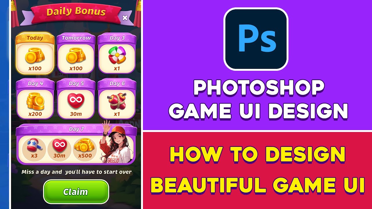 How to Design Beautiful UI for Casual Games in Photoshop #ui #uidesign #uiux #mobilegame #gamedev