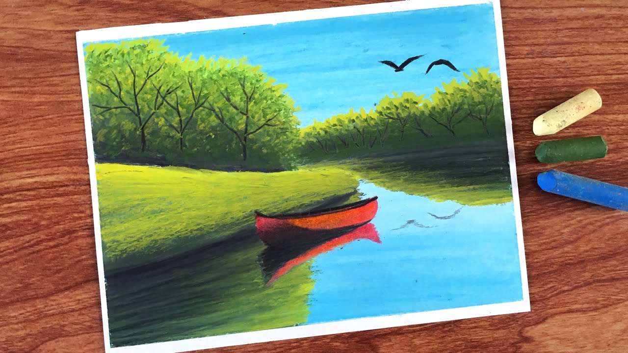 Red Boat Oil Pastel Painting for beginners | Oil Pastel Drawing