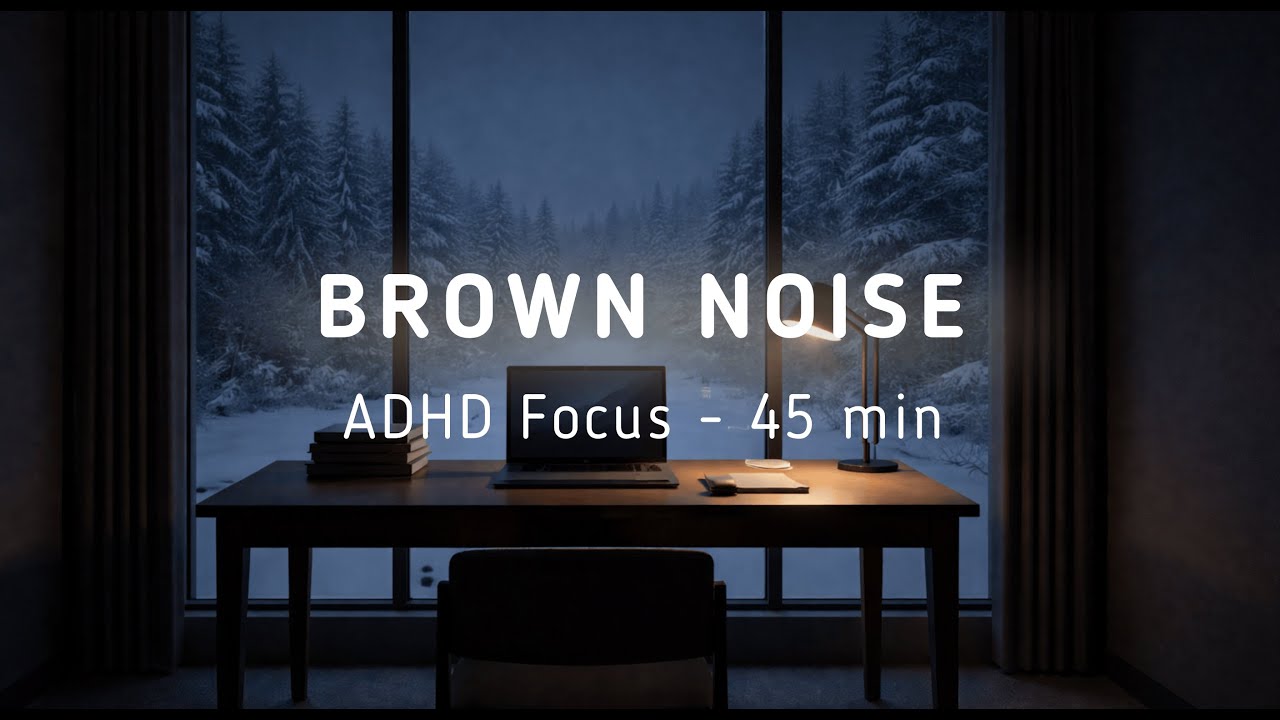 Uninterrupted Focus for 45 min | Silent Snowy Night | Deep Work Brown Noise Friendly