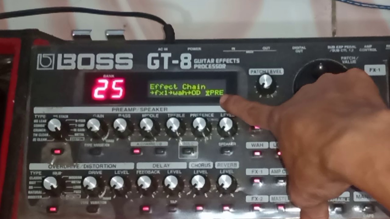 Tutorial Setting efek gitar BOSS GT 8 (Distorsi Chorus) - Oga Lead Channel