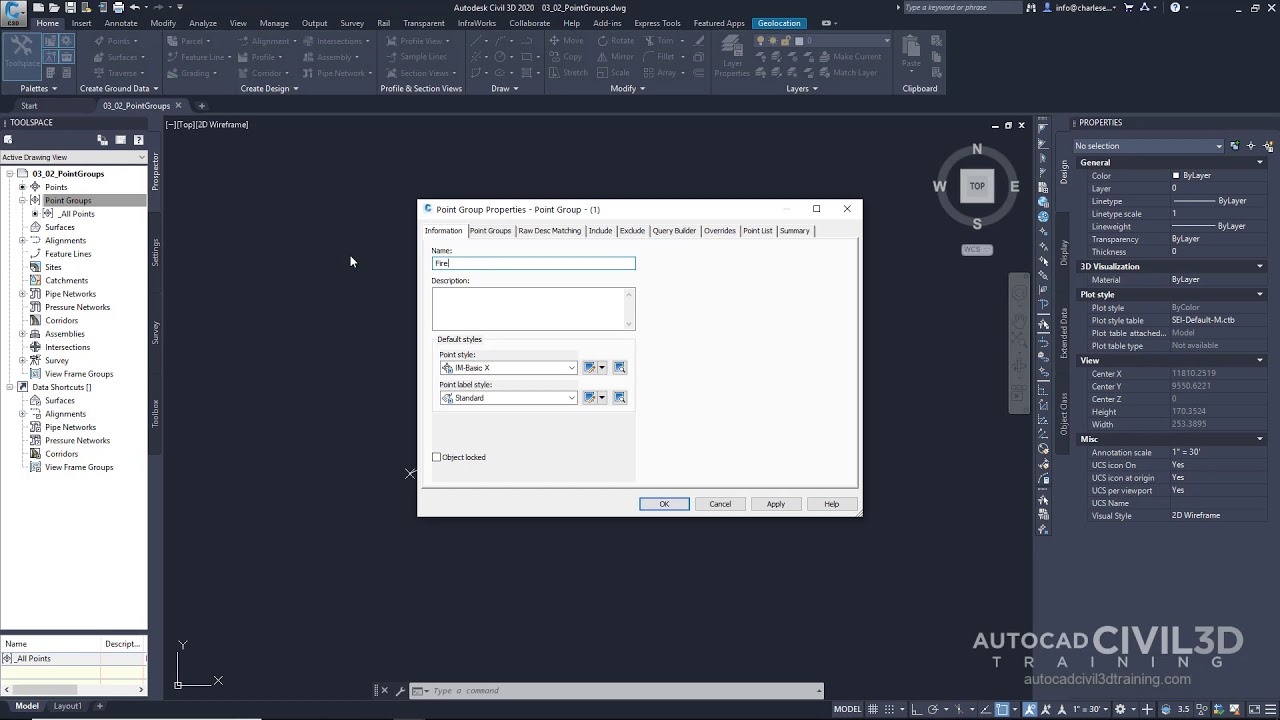 Managing Points with Point Groups in Civil 3D