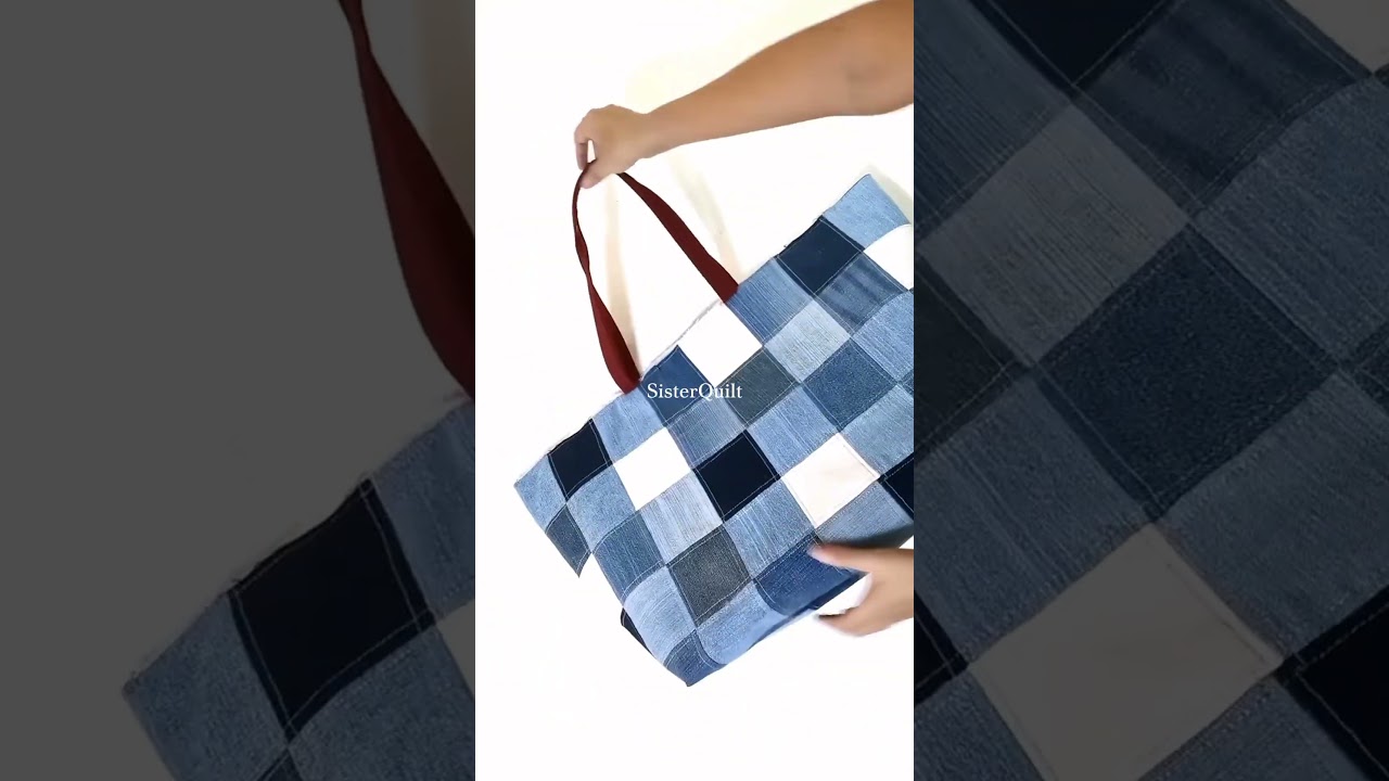 How to create unique denim tote bag textures  #sewing #diy