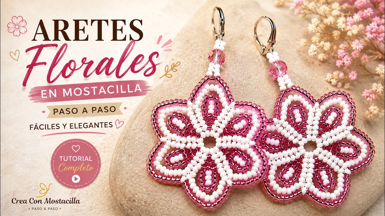Aretes En MOSTACILLAS 🌸Hermosos y Fáciles de Hacer | Tutorial (Paso a Paso)✔️
