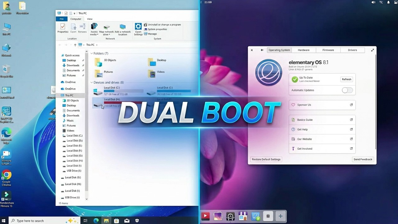 install elementary OS 8 on pc step by step dual boot