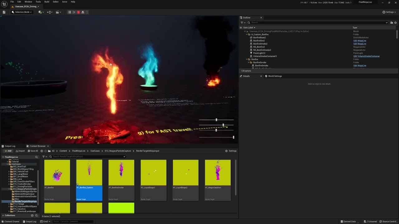FluidNinja LIVE - driving fluidsim with Niagara particles in UE 5.1 - UseCase 12