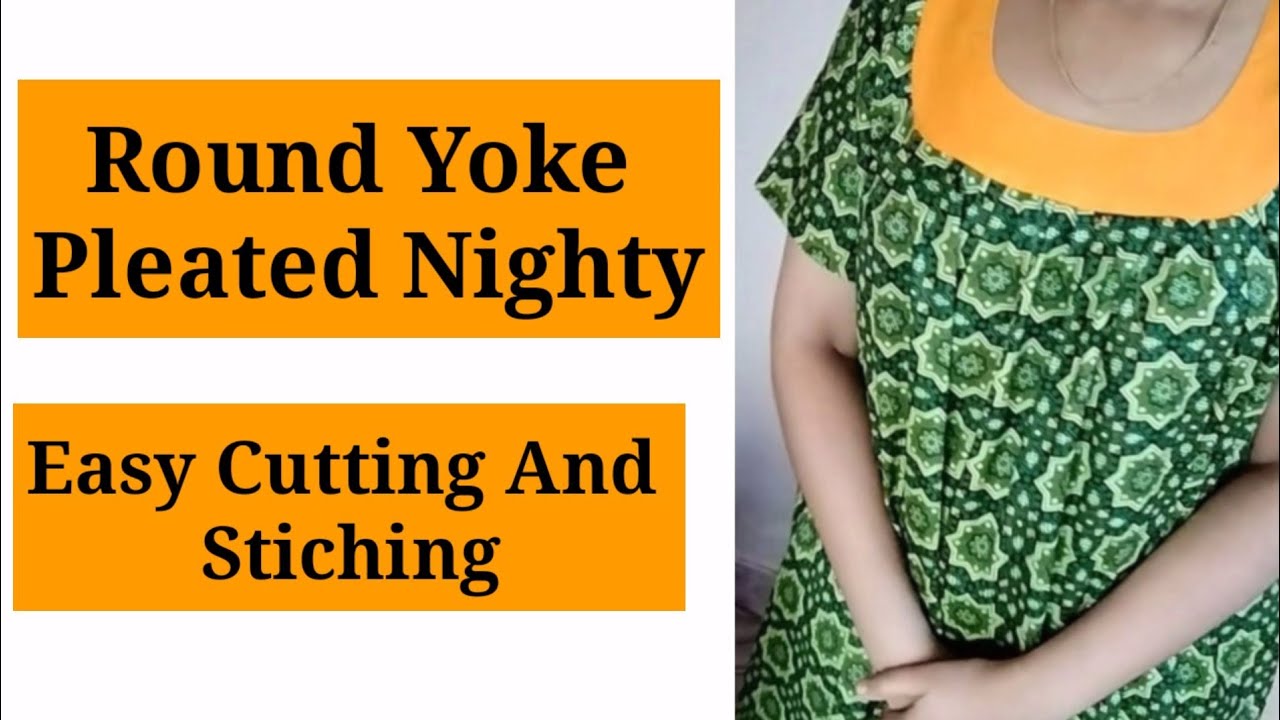 Round yoke Pleated nighty cutting and stiching part 2 in malayalam/Twinkle designs nighty stiching
