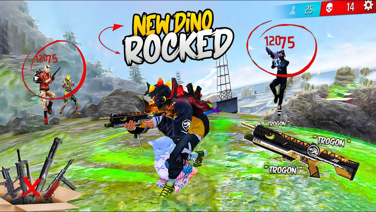 Almost Dino Bundle vs Pro players 🤬 Op 1 Vs 4 Gameplay 😱 Free Fire
