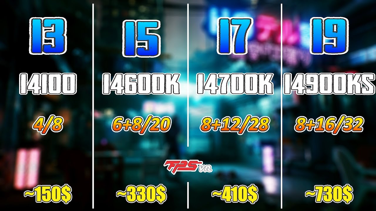 i3 14100 vs i5 14600k vs i7 14700k vs i9 14900ks Test 8 in Games - Test Cpu - Test GPU - Fps vn