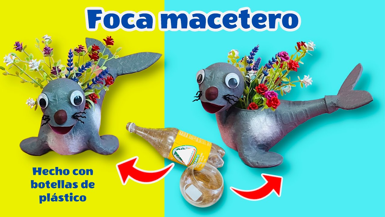 Cómo hacer una FOCA con botellas de plástico || Foca macetero